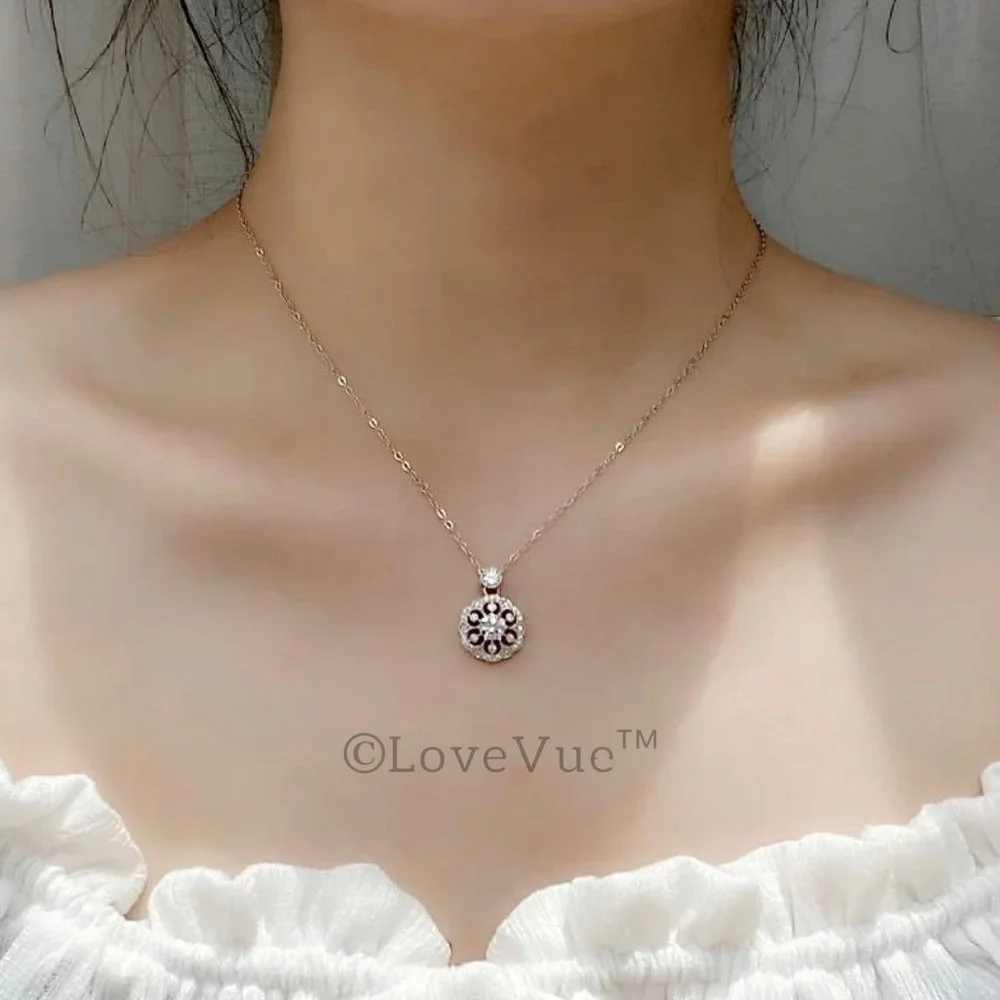 Certified 0.5ct. t.w. Diamond Cluster Luxury Floral Necklace VVS1 GRA Certified - Picture 3 of 16